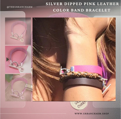 The Urban Charm Pink Leather Color Band Bracelet