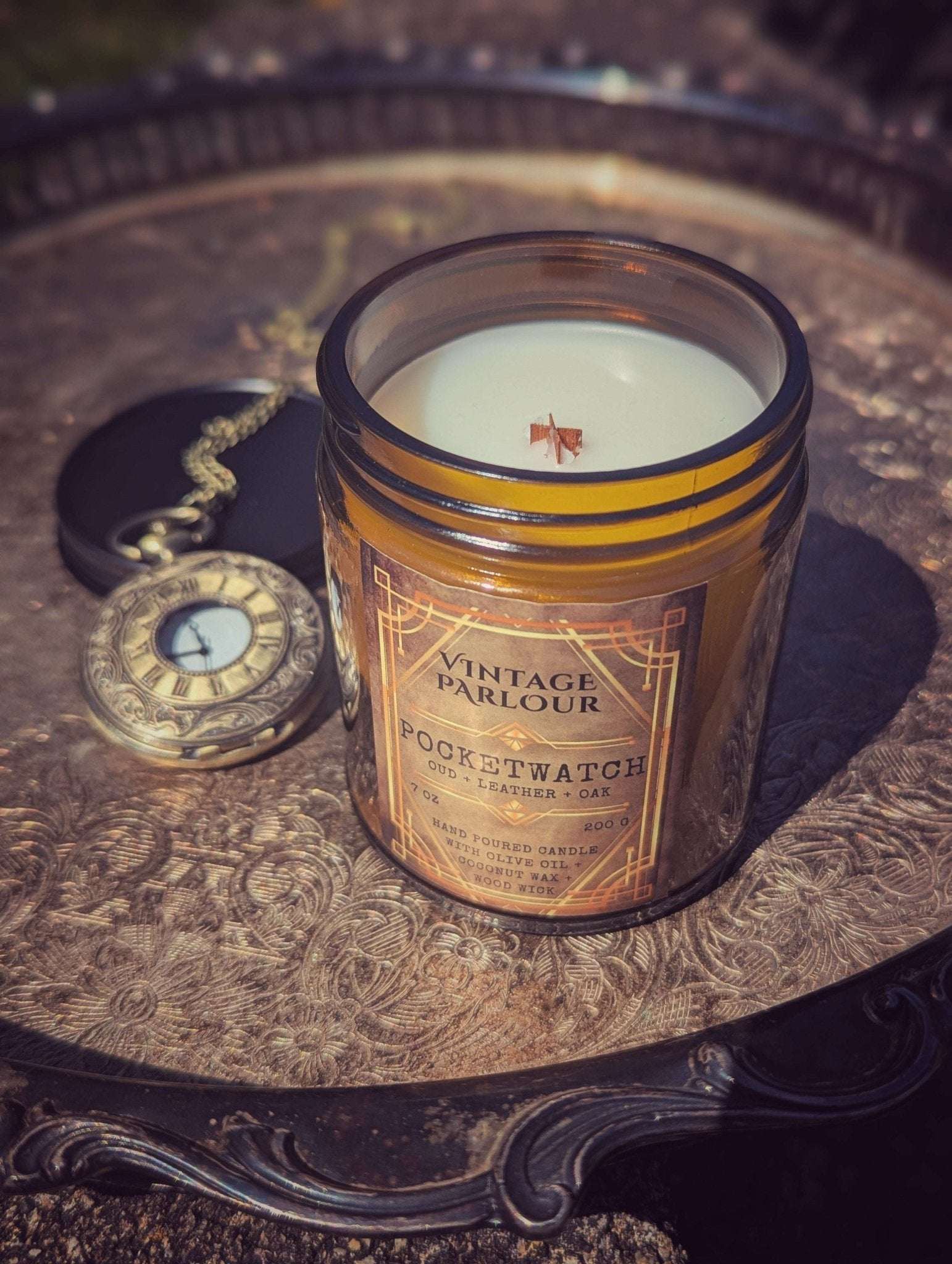 Vintage Wooden Wick Candle – Art Deco 1920s Inspired Scented Candle Gift