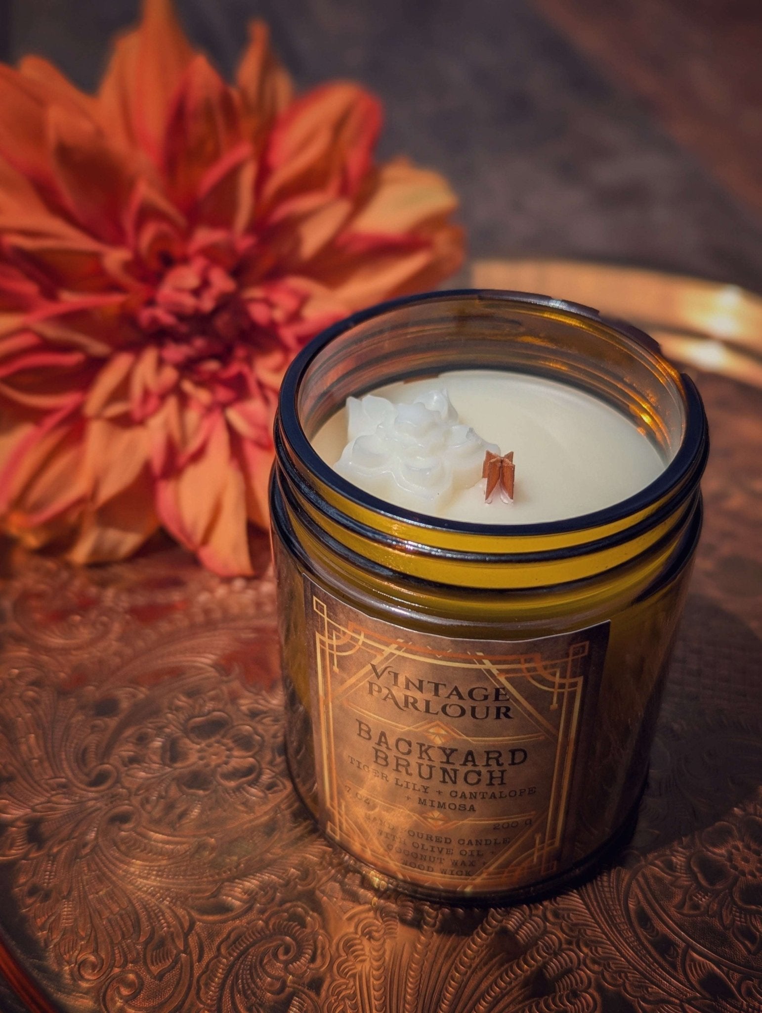 Vintage Wooden Wick Candle – Art Deco 1920s Inspired Scented Candle Gift