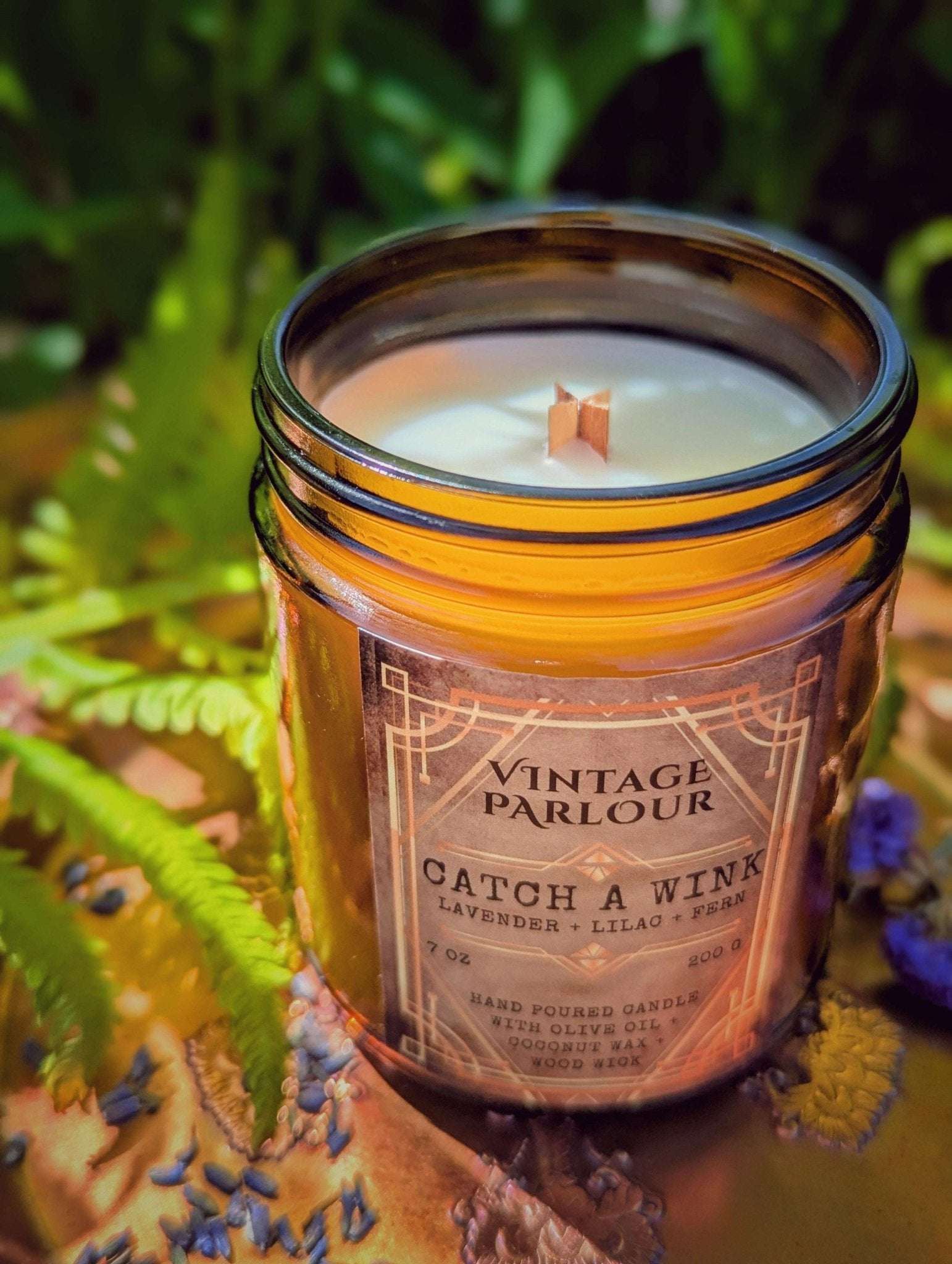 Vintage Wooden Wick Candle – Art Deco 1920s Inspired Scented Candle Gift