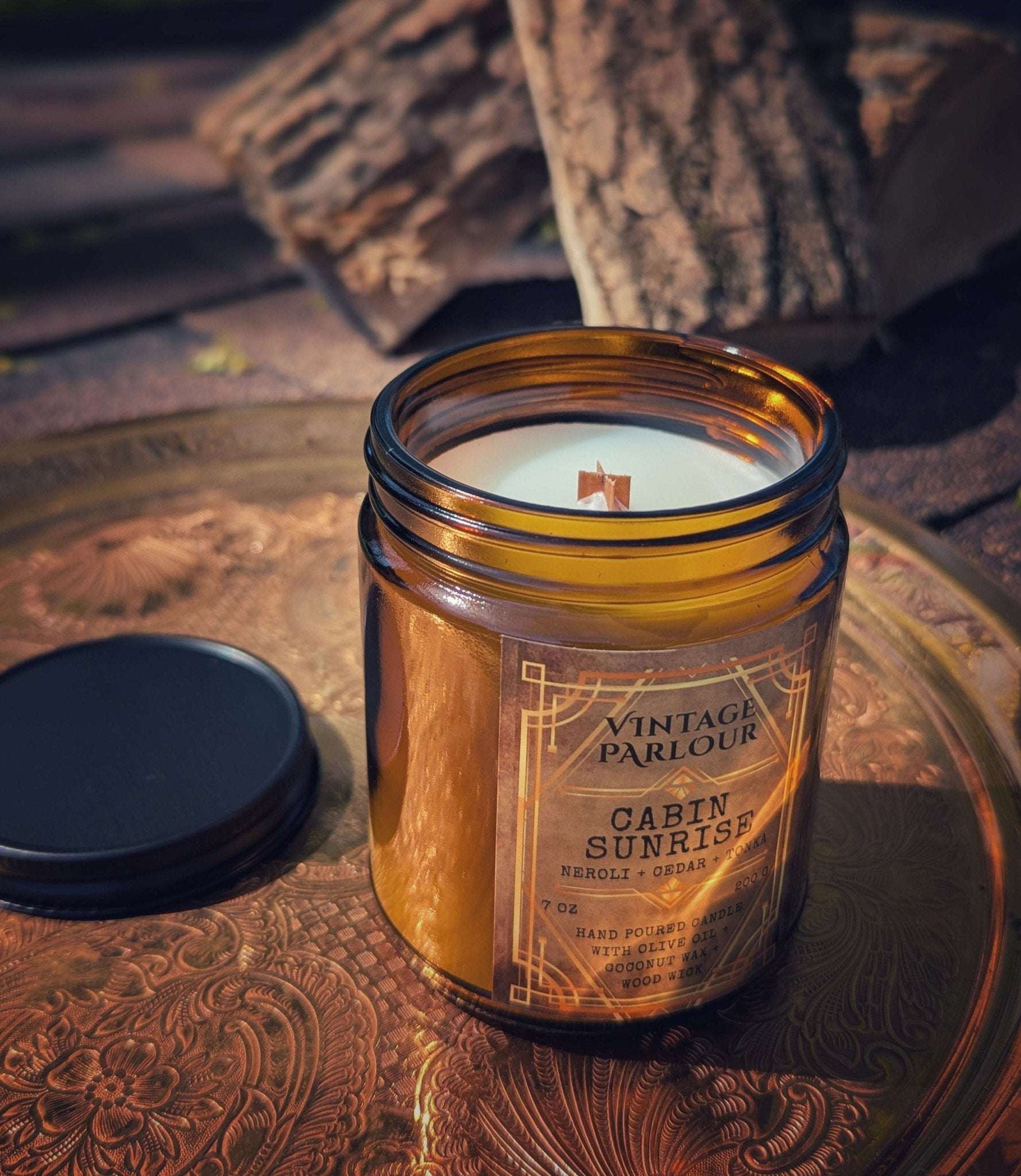 Vintage Wooden Wick Candle – Art Deco 1920s Inspired Scented Candle Gift