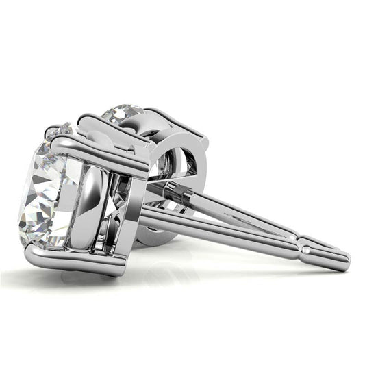 1 CTW Lab-Grown Diamond Stud Earrings - G/VS Clarity - 14k Gold Over Sterling Silver - White or Yellow Gold Option